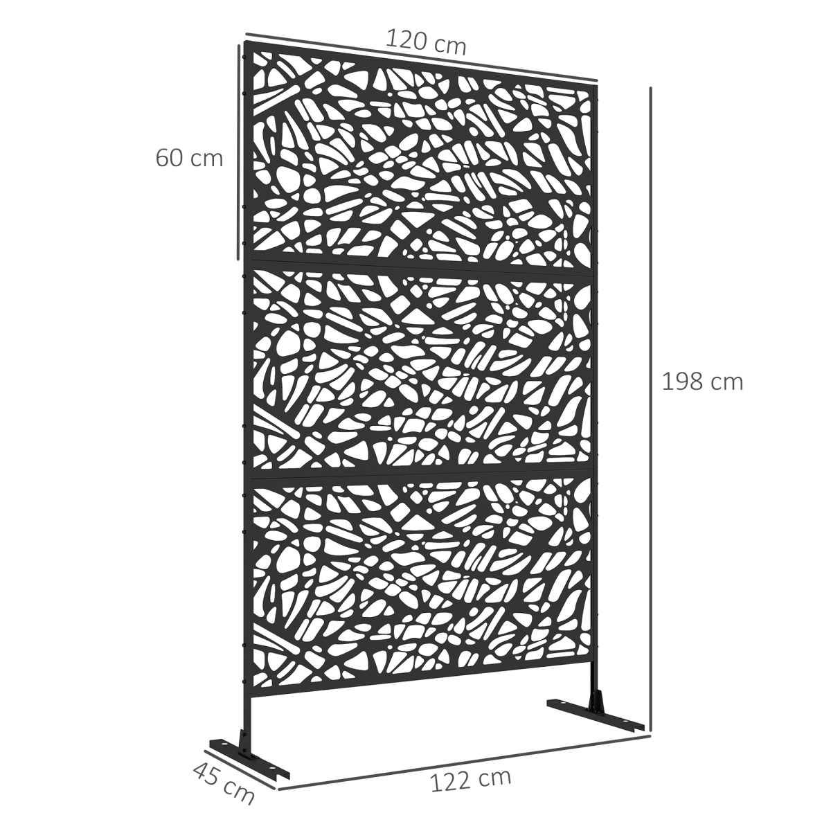 Outsunny 6.5FT Metal Outdoor Privacy Screen Panel with Stand, Twisted Lines