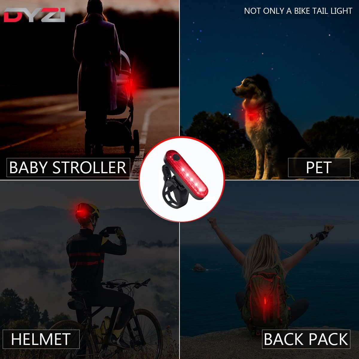 USB Rechargeable bike lights Set-Super Bright Front LED Bicycle Light sets-Water Resistant Tail Light Easy to Fit & Mount-Built in Powerbank for charging devices