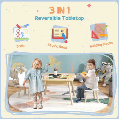 AIYAPLAY 3-Piece Toddler Table and Chairs Set for Nursery, Playroom