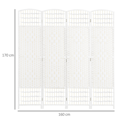 HOMCOM 4 Panel Folding Room Divider, 170cm Freestanding Privacy Screen, White