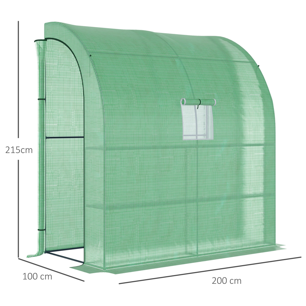 Walk-In Lean to Wall Greenhouse Window&Door 200Lx 100W x 215Hcm Green Outsunny