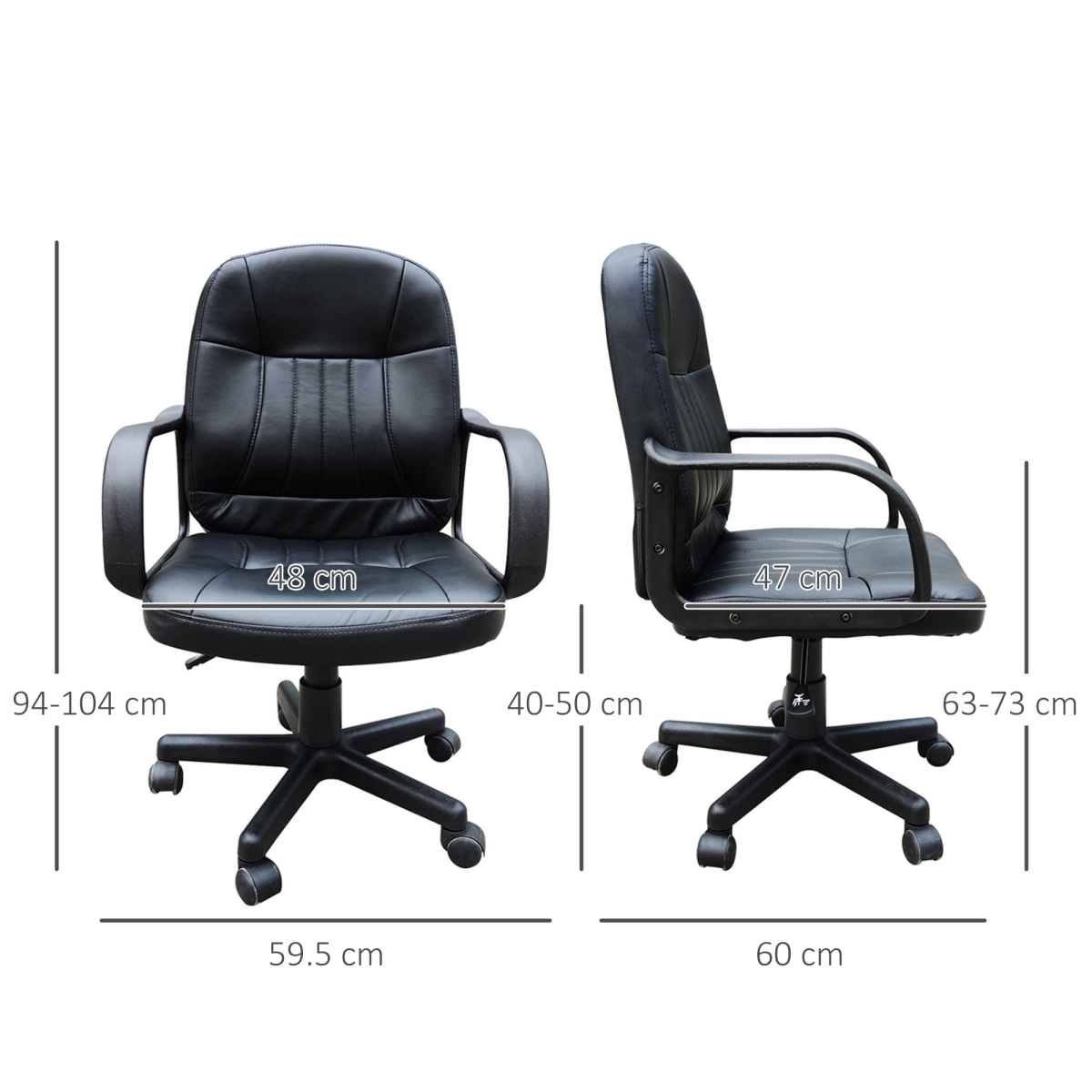 HOMCOM PU Leather Office Chair Swivel  Mid-Back Computer Desk Chair, Black