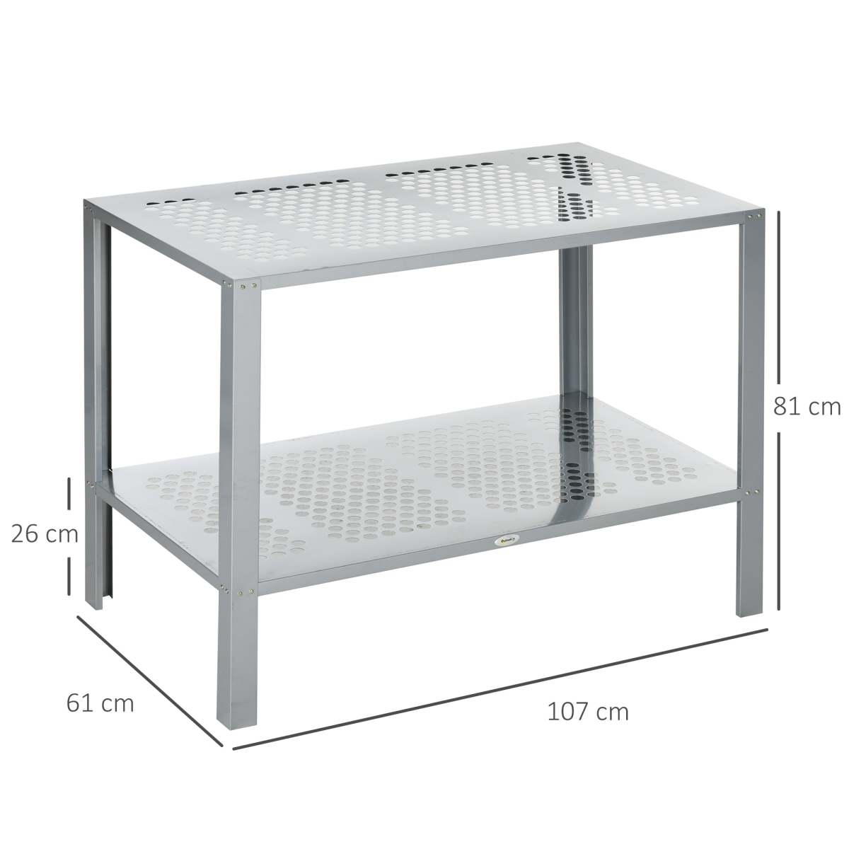 Outsunny 2-Tier Plant Stand Storage Organizer Steel Display Shelf for Patio