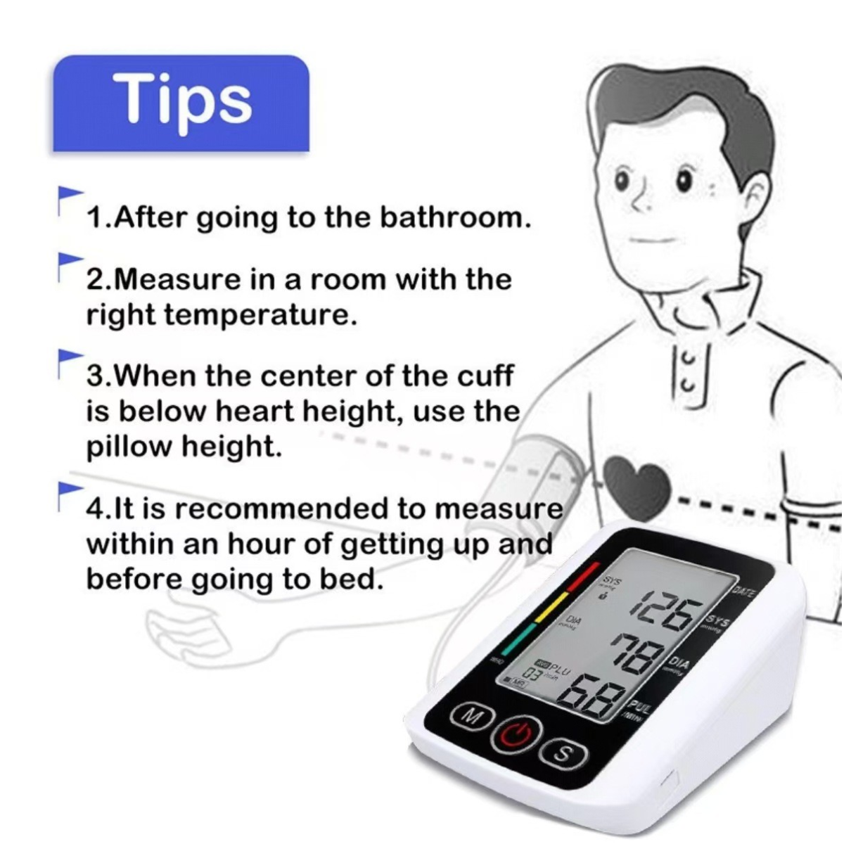 Digital Blood Pressure Monitor Automatic Arm Pulse Meter Voice Talking BP Machine