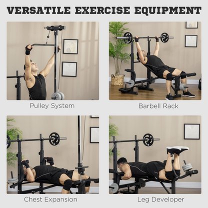 HOMCOM Adjustable Weight Bench Multifunction Full Body Workout Bench