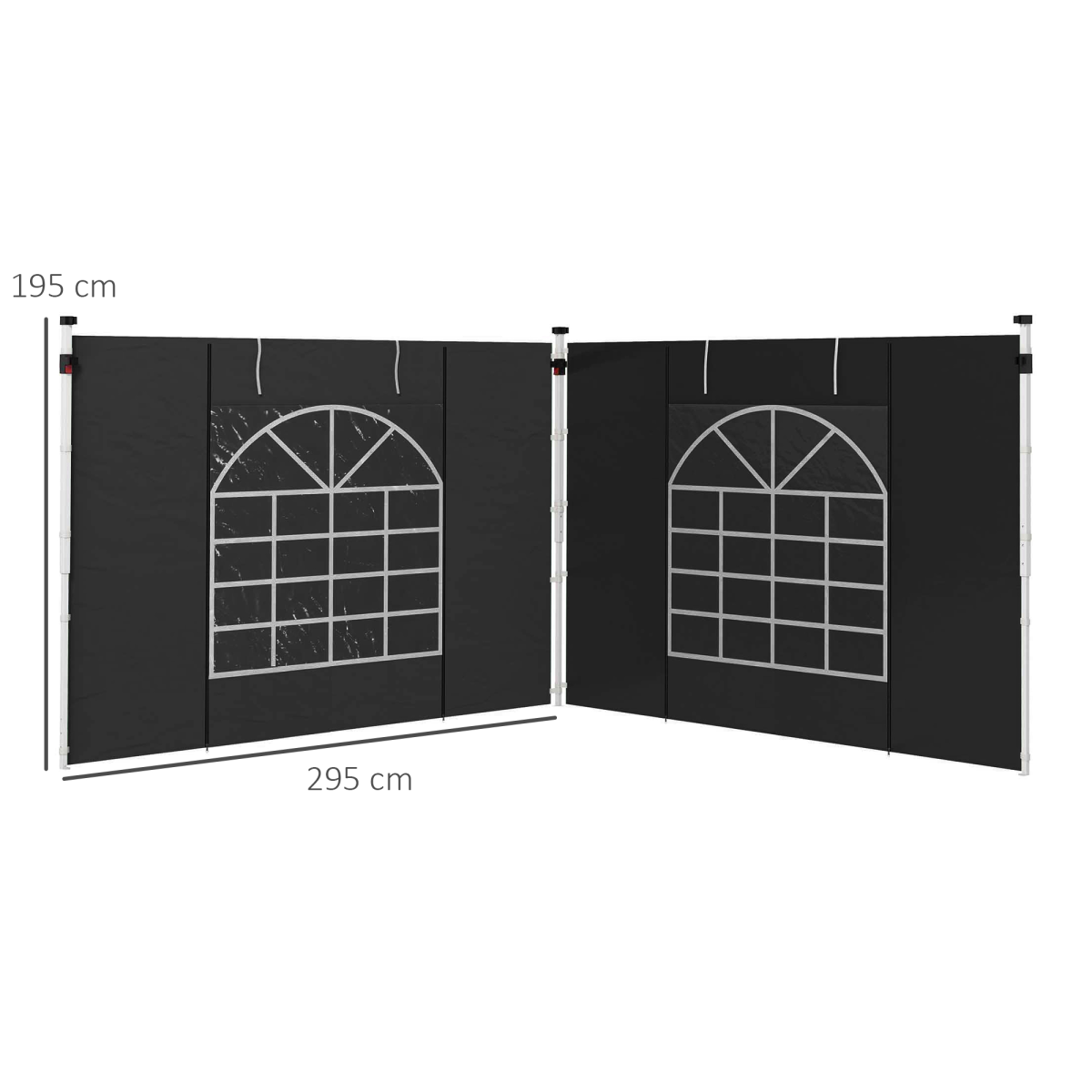 Outsunny 3x3(m) or 3x6m Pop Up Gazebo Side Panels Replacement, 2 Pack, Black