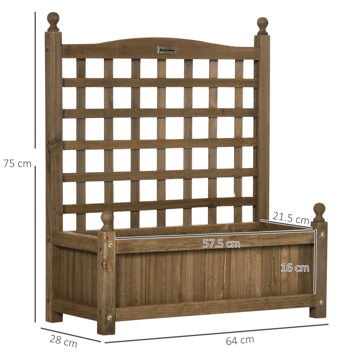 Garden Planters with Trellis for Climbing Vines Indoor Outdoor Brown