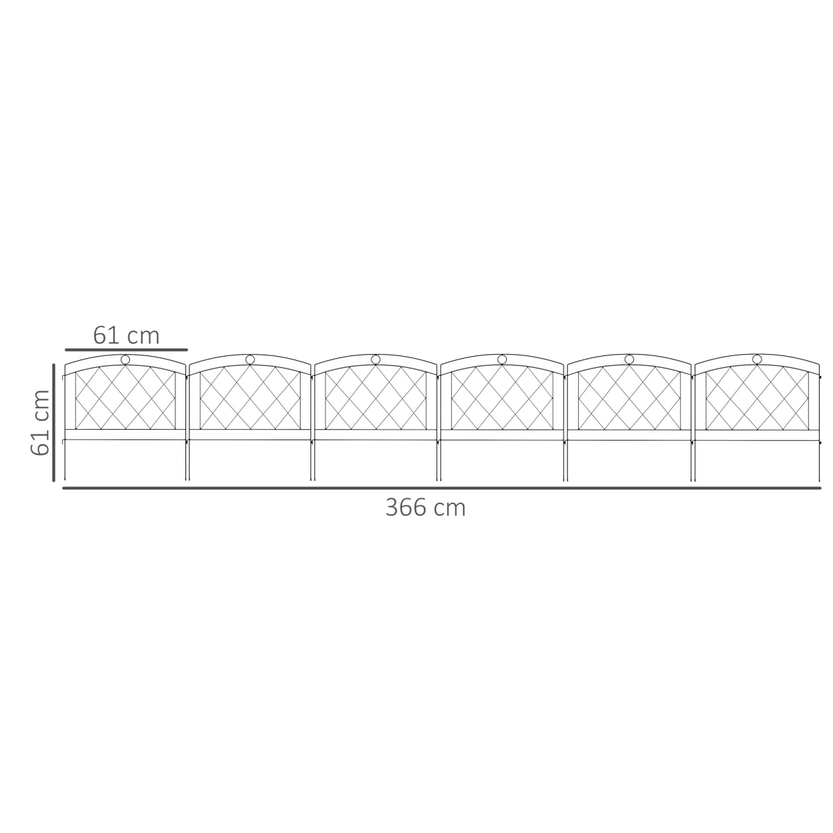 Outsunny 6PCs Decorative Garden Fencing 24in x 12ft Metal Border Edging
