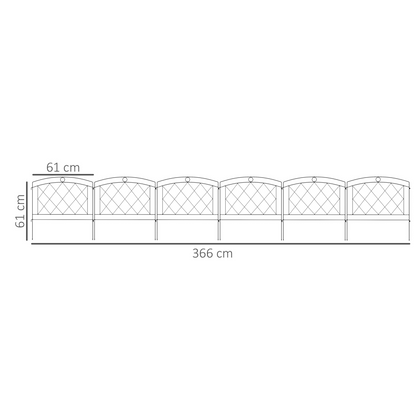 Outsunny 6PCs Decorative Garden Fencing 24in x 12ft Metal Border Edging