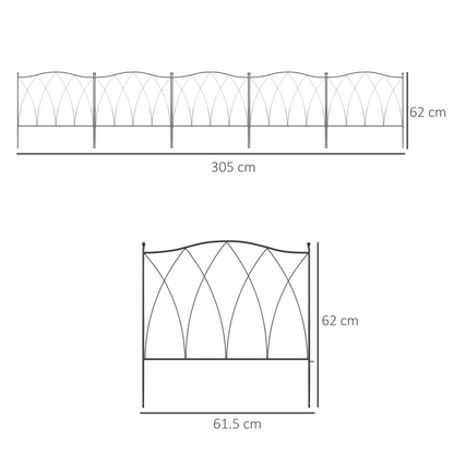 Outsunny 5PCs Decorative Garden Fencing Metal Border Edging