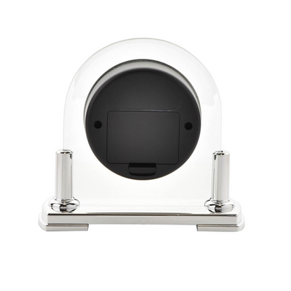 Wm.Widdop Glass Mantel Clock Silver Bezel & Stand