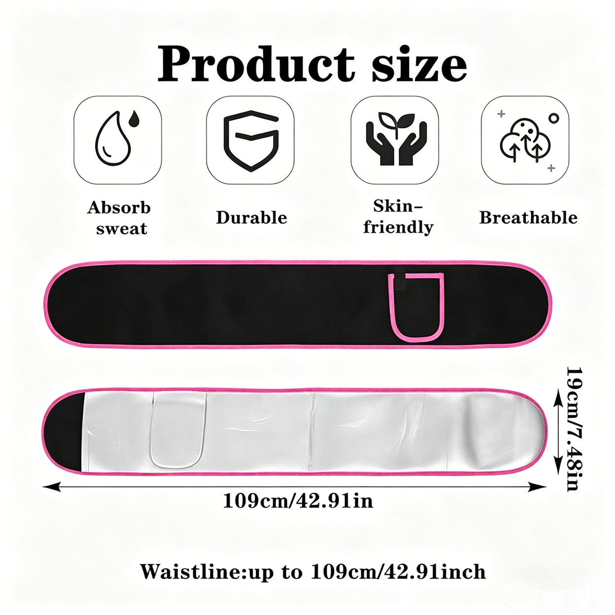 Waist Trimmer Belt Body Shaper Weight Loss Girdle Waist Trainer w/ Phone Pocket Pink-Black-Silver