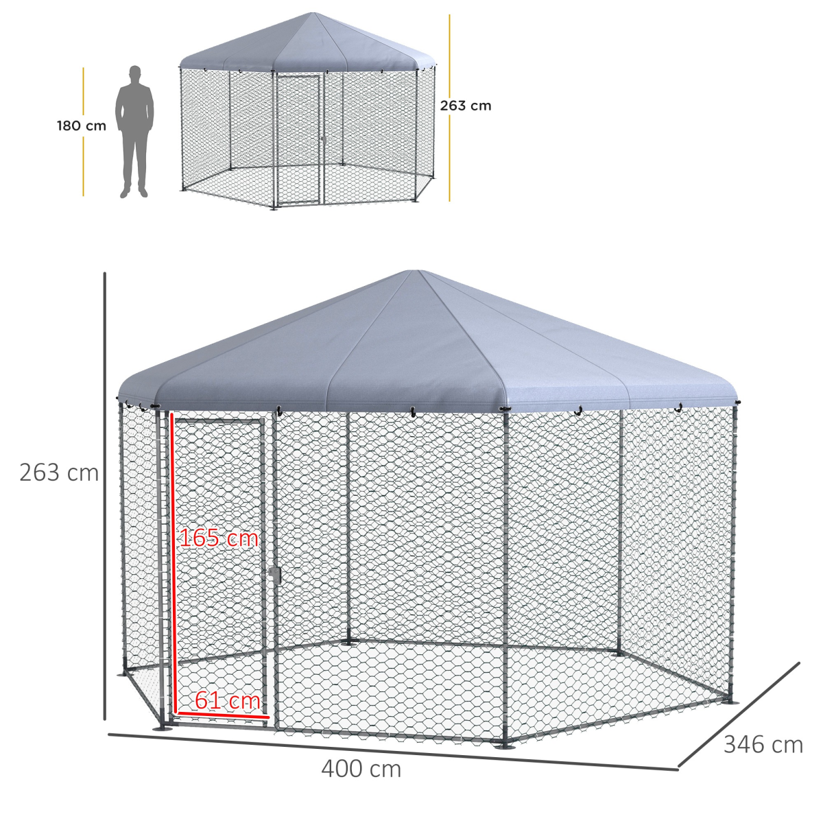 PawHut Walk in Chicken Run with Cover for 10-15 Chickens, Hens, Rabbits, Ducks