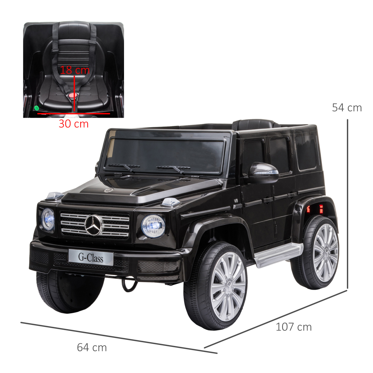 Mercedes Benz G500 12V Kids Electric Ride On Car Remote Control Black HOMCOM