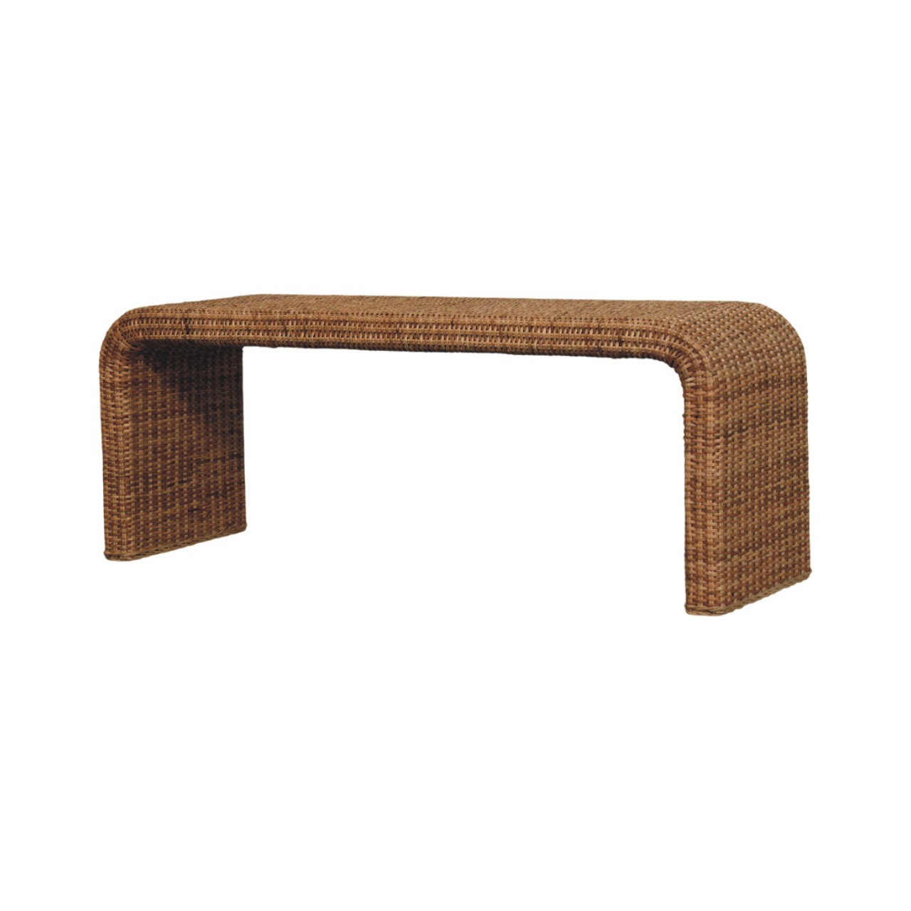 Artisan Furniture Solid Wood Rattan Weave Bench, Beige