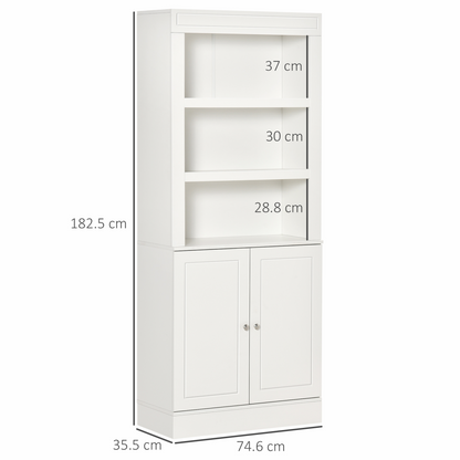 Kitchen Cupboard with 6-tier Shelving, Sideboard  Double-door , White
