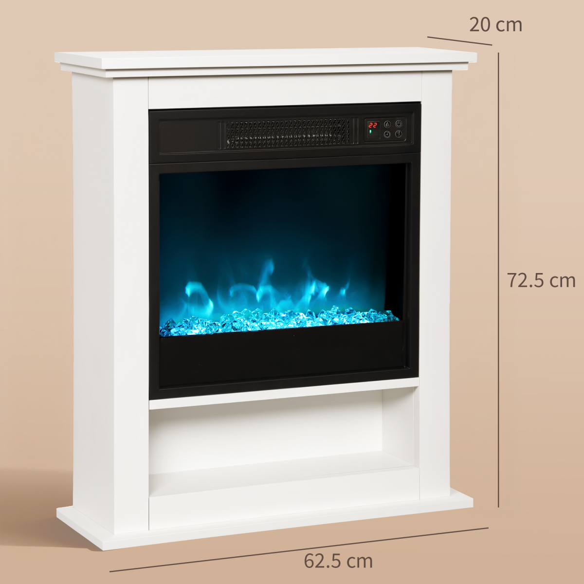 HOMCOM 1800W White Electric Fire Reach up to 30㎡ Space