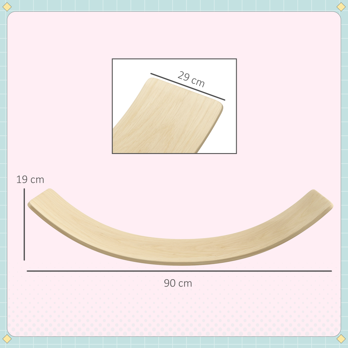 AIYAPLAY Kids Wooden Balance Board for Children, for 3-8 Years Old, Natural