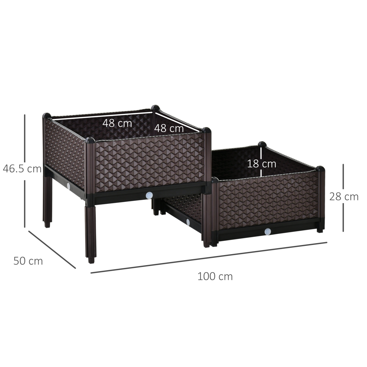 2-Piece Raised Garden Bed Planter Box for Flowers, Vegetables, Herbs