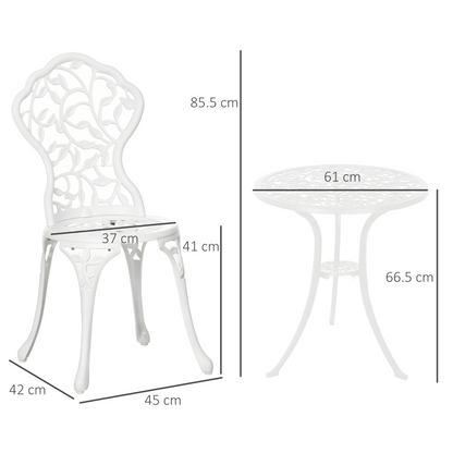 Outsunny Aluminium Bistro Set Garden Coffee Table Chair Outdoor Dining Set