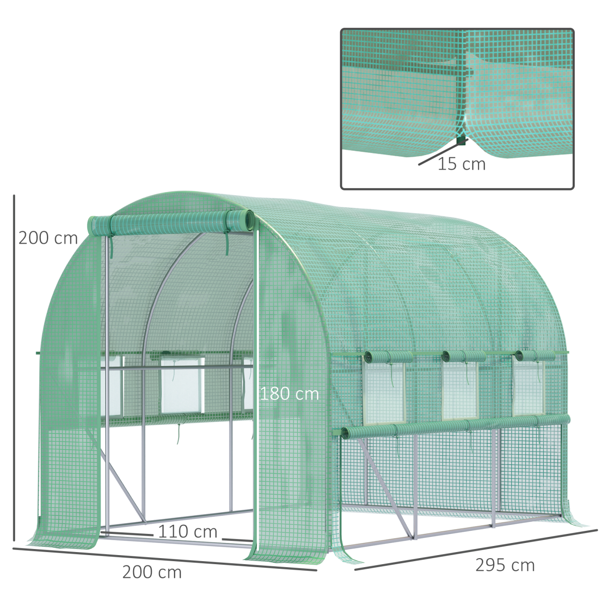 Large Outside Garden Plant Greenhouse Hot House w/ Zipped Doors Green