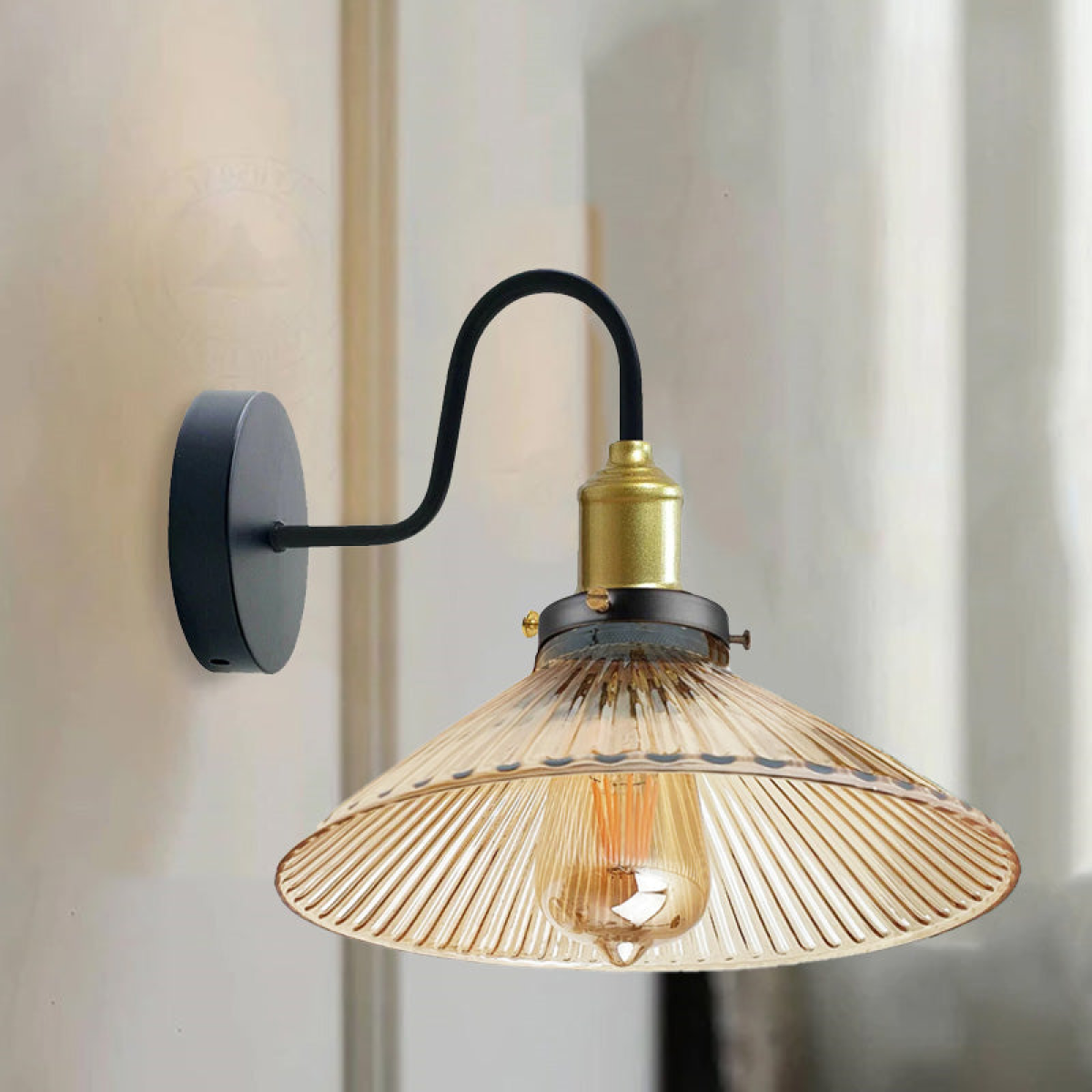 Industrial Amber Glass Shade Wall lights  for Home Decor ~1774