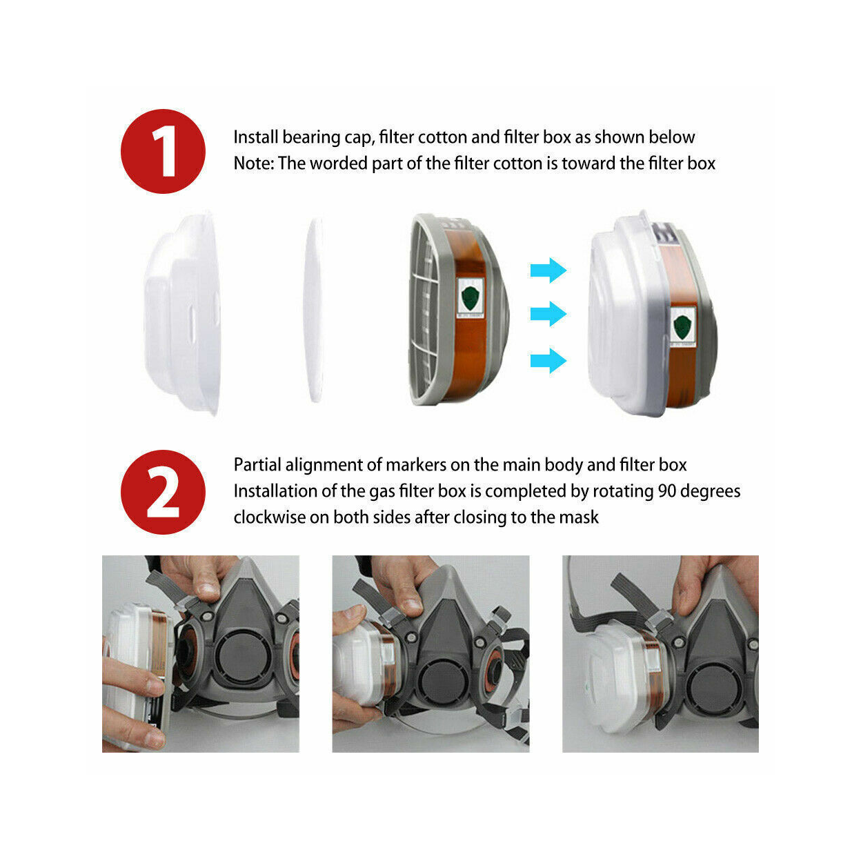 17 In 1 Full Face Mask 6200 Gas Mask Facepiece Spray Respirator Filter Chemical