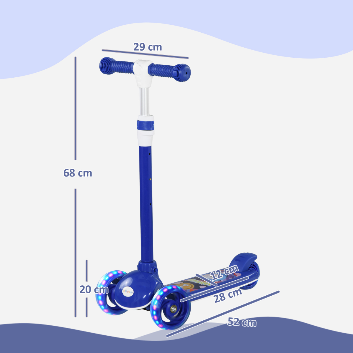 AIYAPLAY Kids 3 Wheel Scooter for 2-6 Years Old w/ Adjustable Height, Blue
