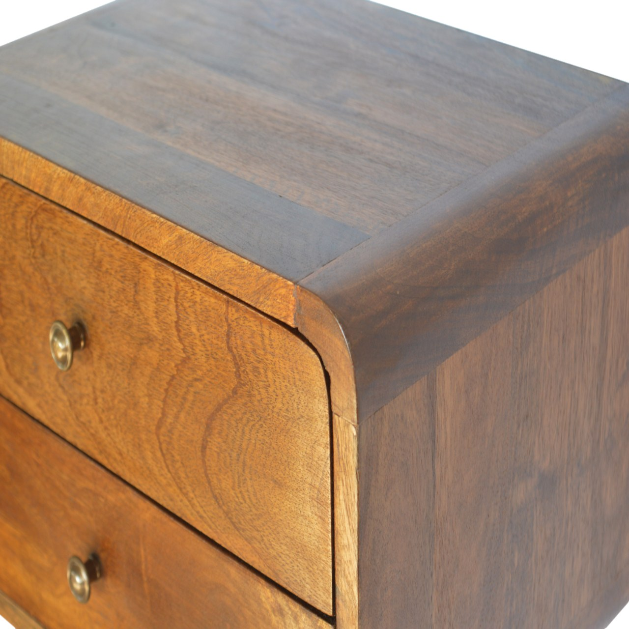 Artisan Furniture Solid Wood Floating Curved Chestnut Bedside, Brown, 2Drawers
