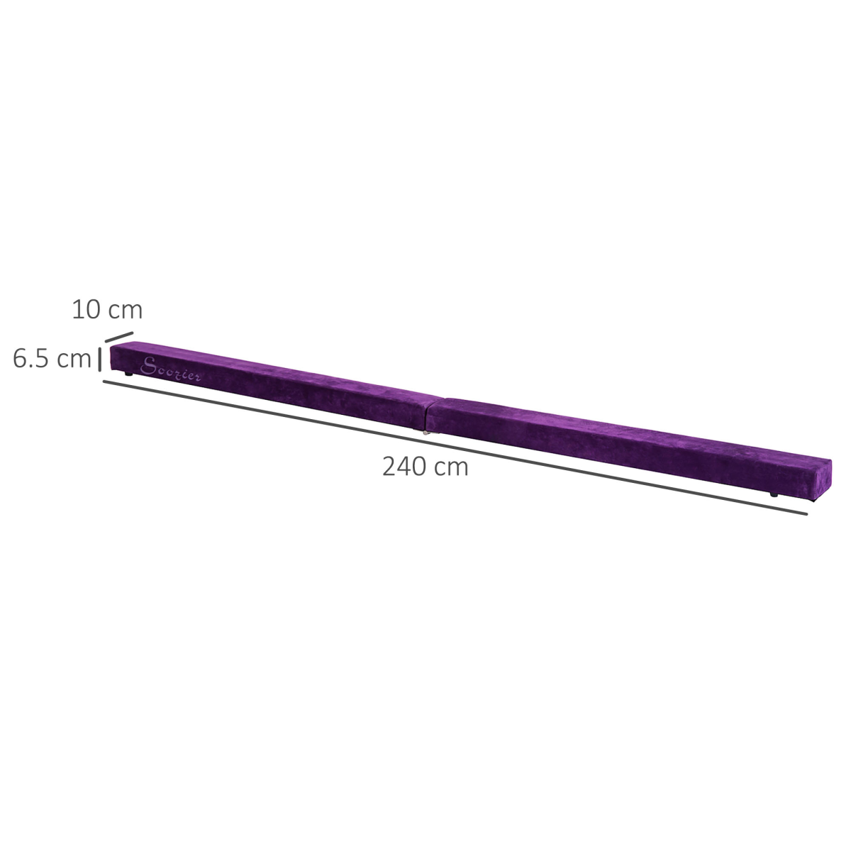 HOMCOM Balance Beam Trainer Fold Performance Gymnastics Suede Purple 2.4M Home