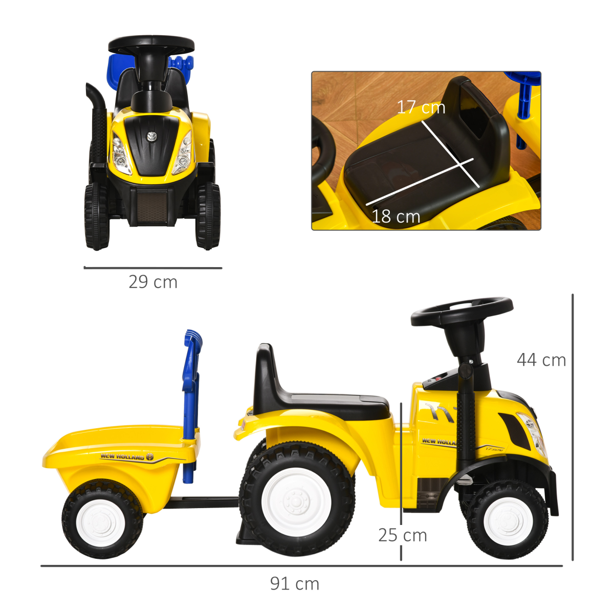Ride On Tractor Toddler Walker Foot To Floor Slider 12-36 Months Yellow HOMCOM
