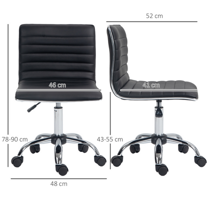 HOMCOM Armless Mid-Back Adjustable Office Chair with 360 Swivel Black