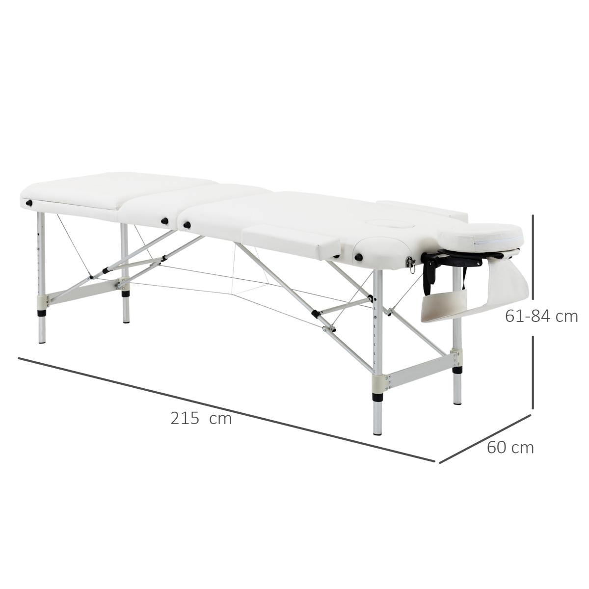 HOMCOM Folding PVC Leather Massage Table Aluminium Frame w/Headrest