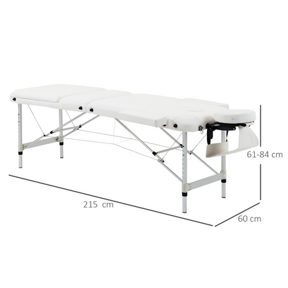 HOMCOM Folding PVC Leather Massage Table Aluminium Frame w/Headrest
