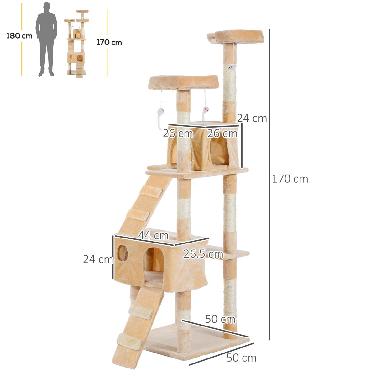 Cat Tree Kitty Activity Play Center Scratching Scratcher House Furniture 170CM