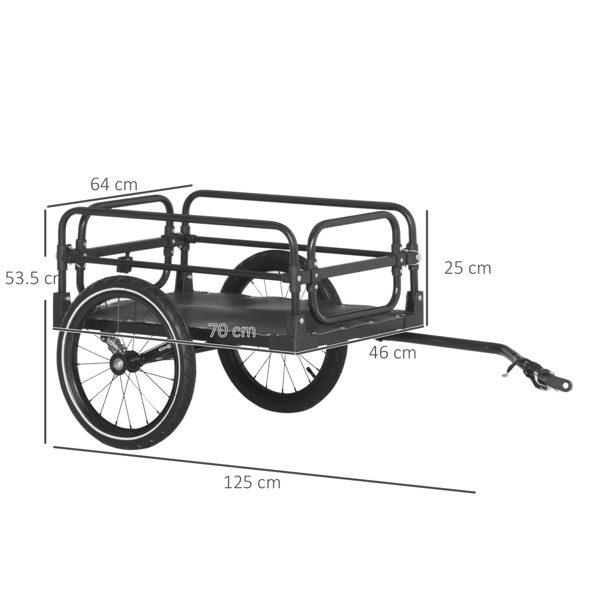 HOMCOM Bike Trailer Wagon Bicycle Cargo Trailer with Suspension, 2 Wheels, Black