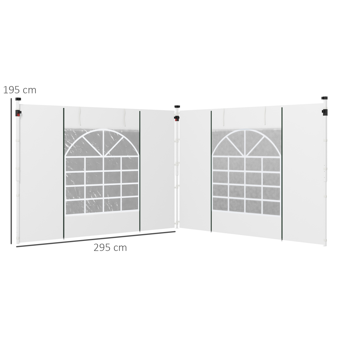 Outsunny 3x3(m) or 3x6m Pop Up Gazebo Side Panels Replacement, 2 Pack, White