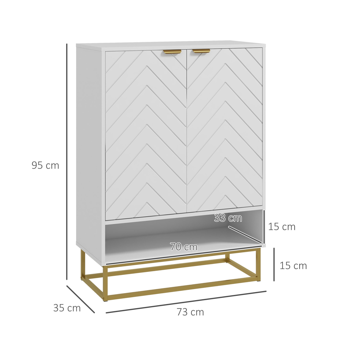 HOMCOM Shoe Cabinet with 2 Chevron Doors, Adjustable Shelf for 12 Pairs