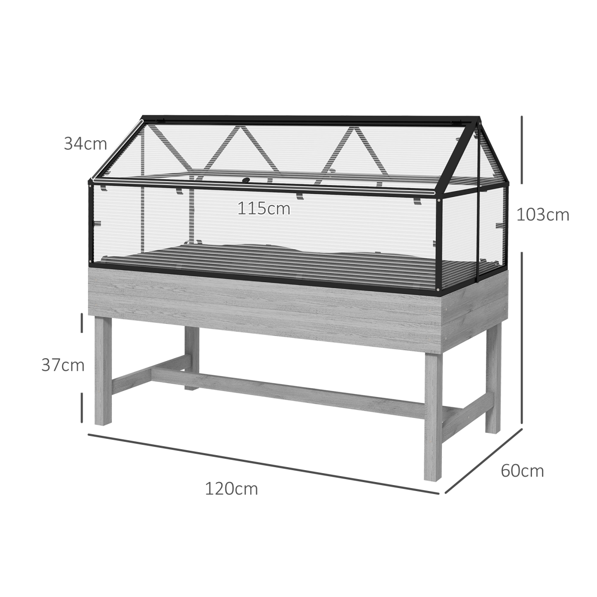 Outsunny Raised Garden Bed with Polycarbonate Panel and Top Vent for Vegetables