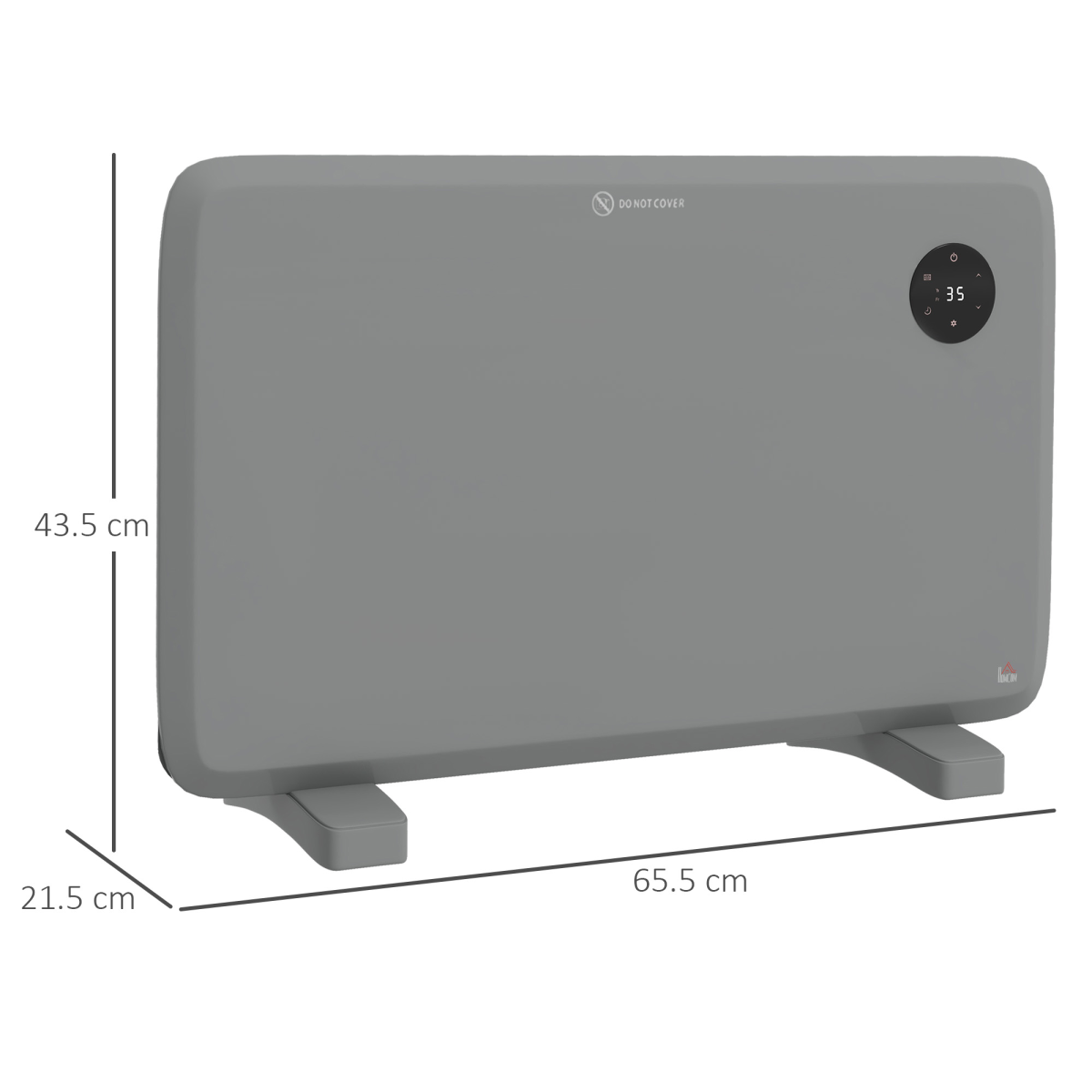 1200W Electric Convector Heater, Quiet Space Heater with LED Display, Grey