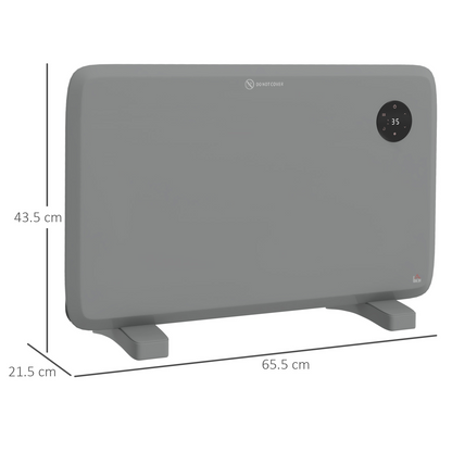 1200W Electric Convector Heater, Quiet Space Heater with LED Display, Grey