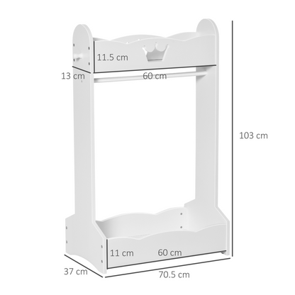 Kids Wood Clothes Rack with Storage Shelves Hall Tree for 3-8 Years HOMCOM