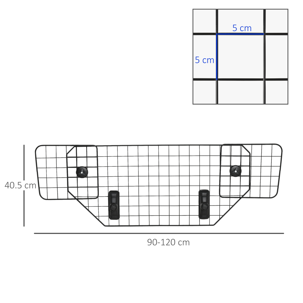 Dog Guard for Car Boot Adjustable Mesh Barrier Pet Headrest, 90-120W x 40.5H cm
