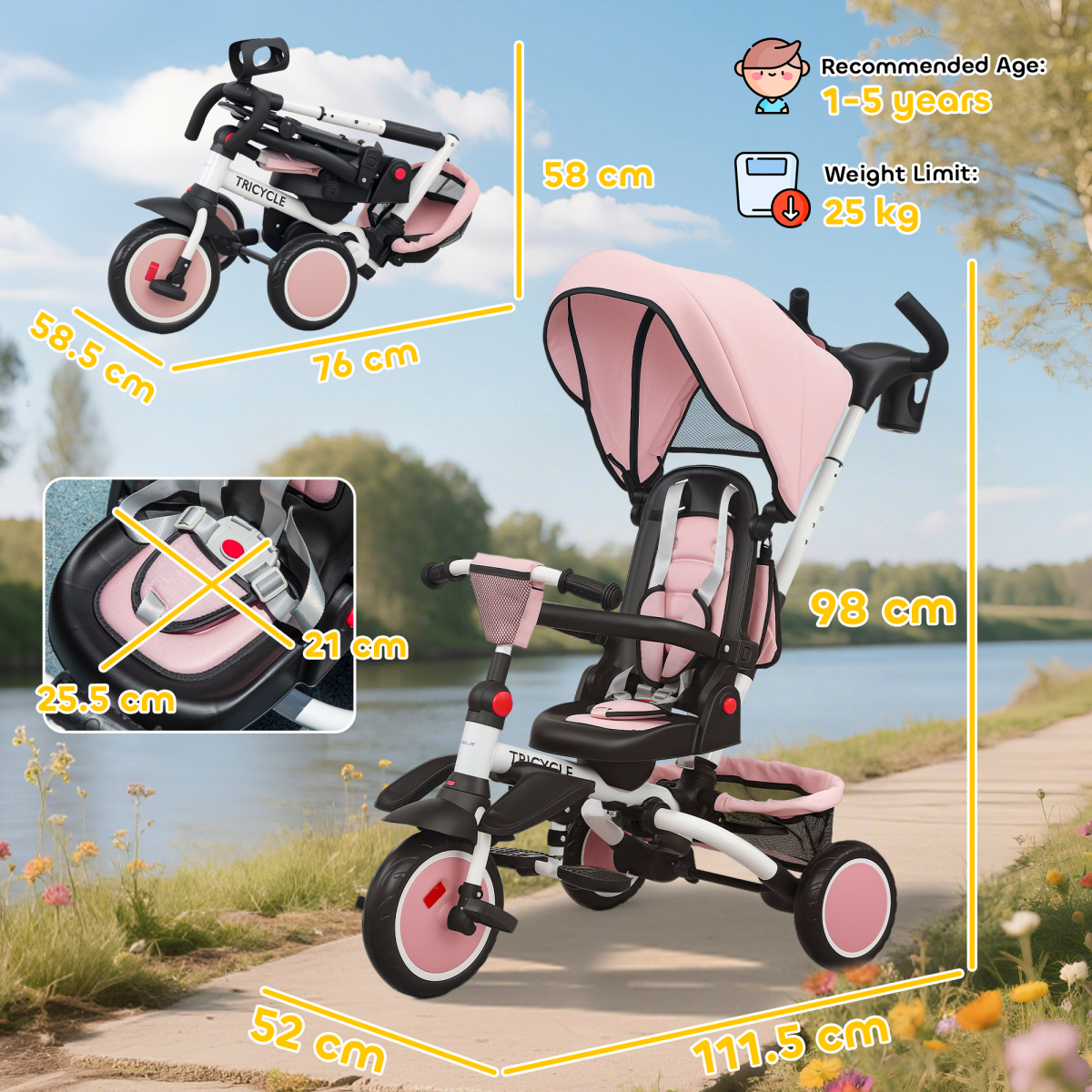 Kids Trike with Adjustable Backrest