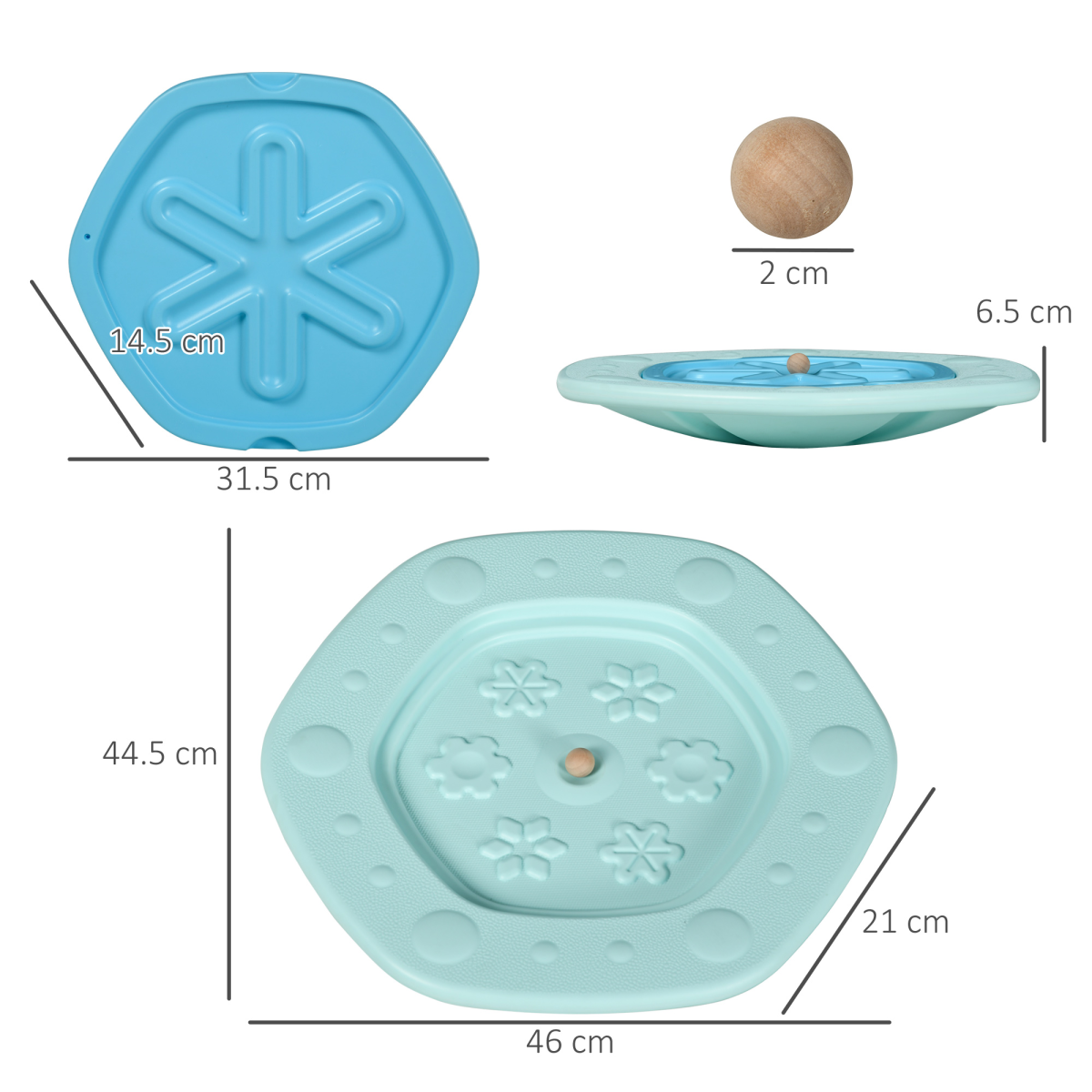 ZONEKIZ 2 in 1 Balance Board, Kids Wobble Board with Ball - Blue