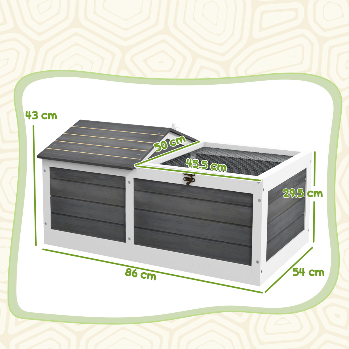 Tortoise House with Openable Top, Tray, for Indoor and Outdoor use - Grey