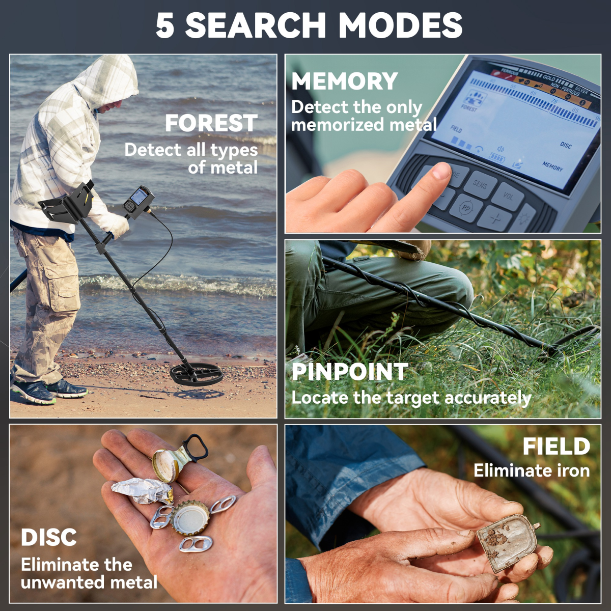 Outsunny Gold Metal Detector with DSP Chip and 5 Professional Modes