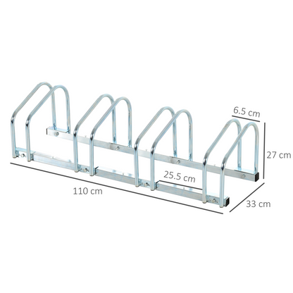 4 Bike Parking Rack Locking Storage Stand Holder Floor Wall Mount  HOMCOM