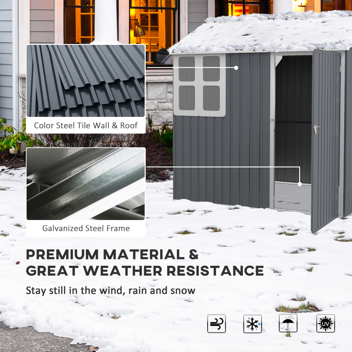 Galvanised Steel Storage Shed - Durable Design & Ample Space 7x6ft