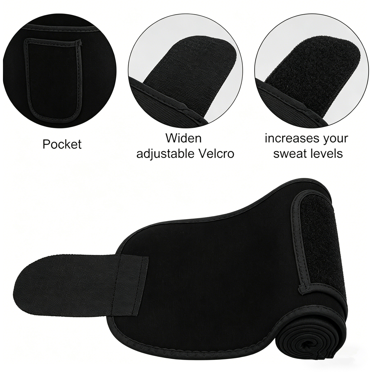Waist Trimmer Belt Sport Workout Shaper Burner Slimming Belt W/ Phone Pocket Black